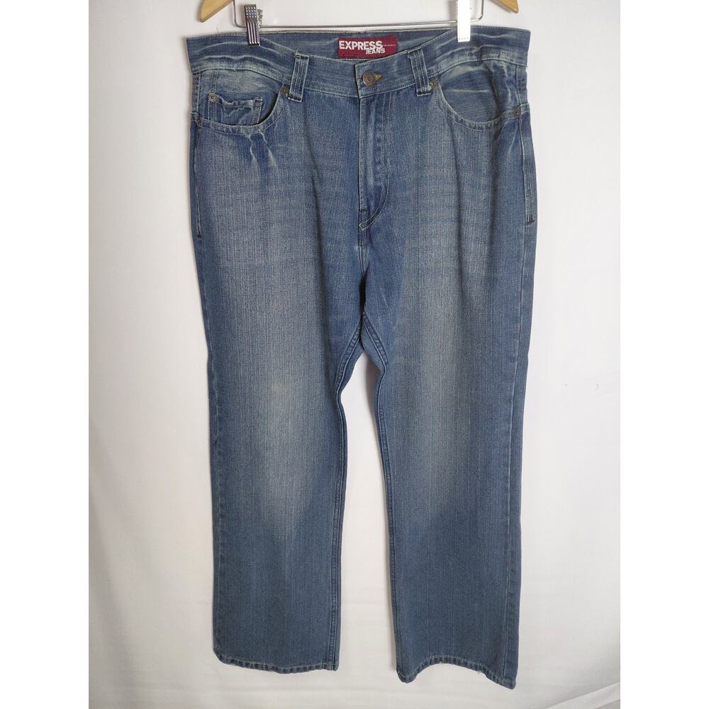 EXPRESS Loose Blake Fit Bootcut Jeans Blue Solid Denim Men Size W38 L34